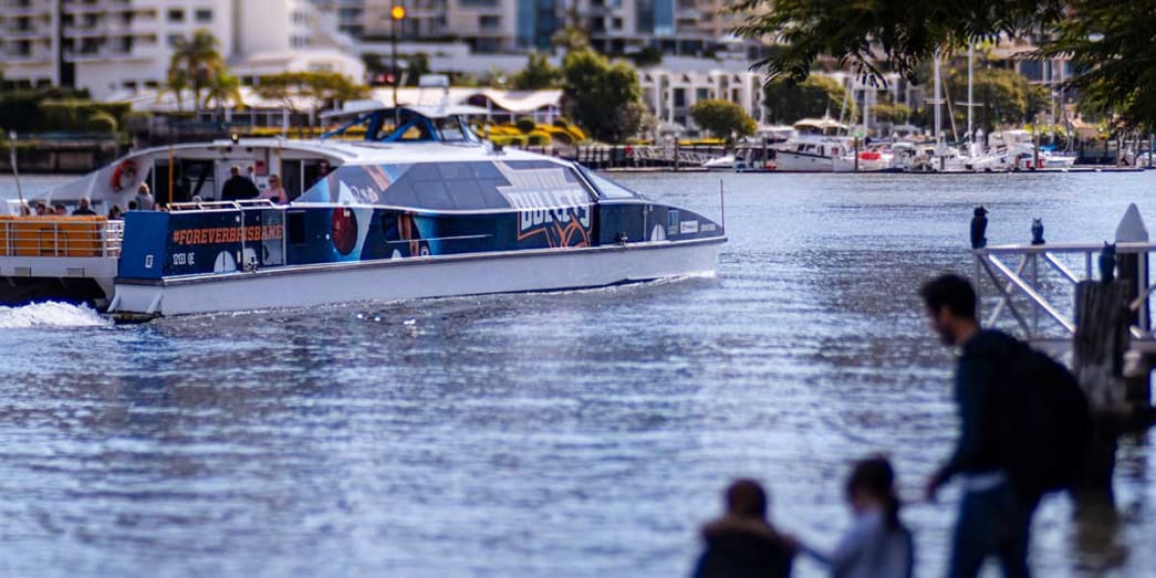 Players of Big Bash League competition on a river boat in Brisbane City