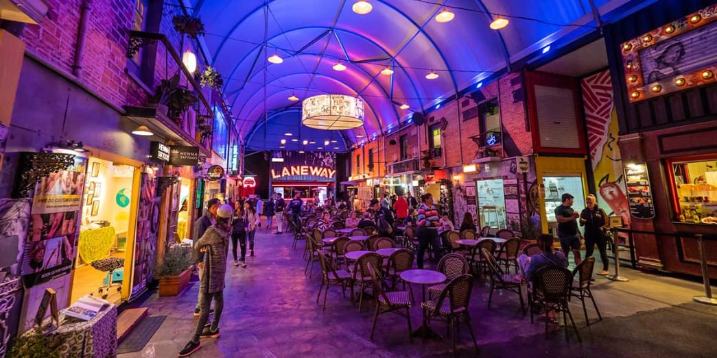Eat Street Northshore's eclectic and fun vibe with various restaurants down the alley 