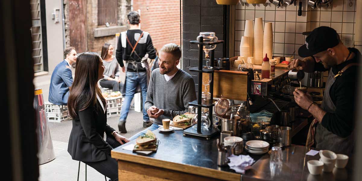 Couples tried some fresh brewed coffee at the Laneways Melbourne Victoria