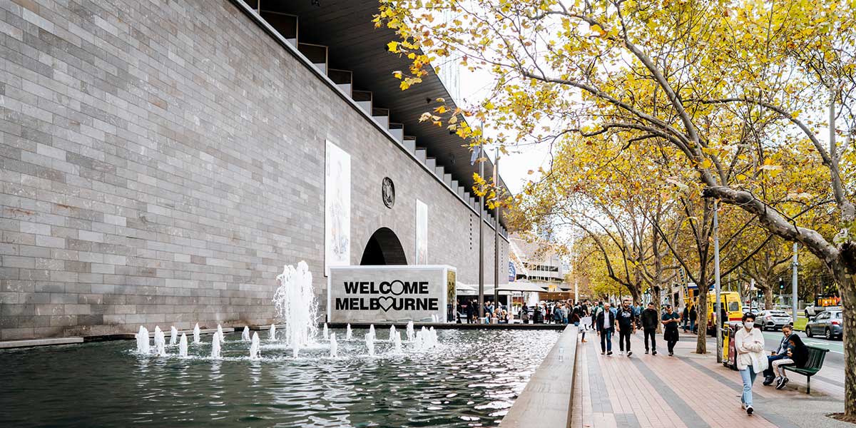 Outside the National Gallery of Victoria