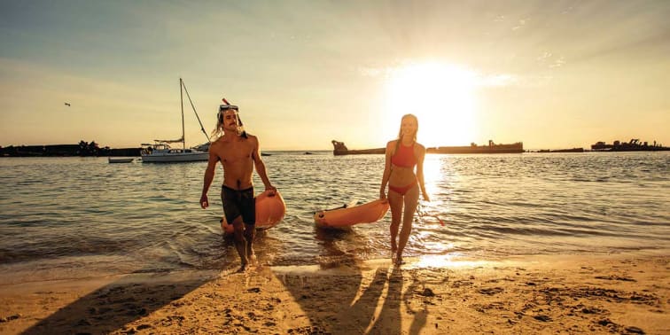 Tangalooma Wrecks Moreton island on a sunset setting