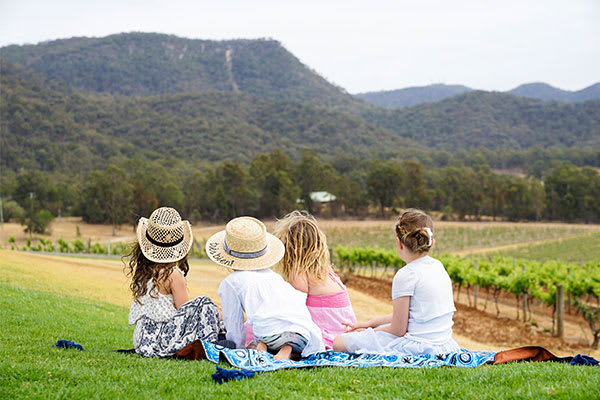 Hunter Valley with kids resting and enjoying the scenery