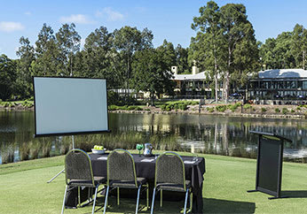 outdoor meeting venue for hire in hunter valley whiteboard chairs table