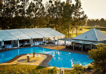 large outdoor pool with catering services for events hunter valley