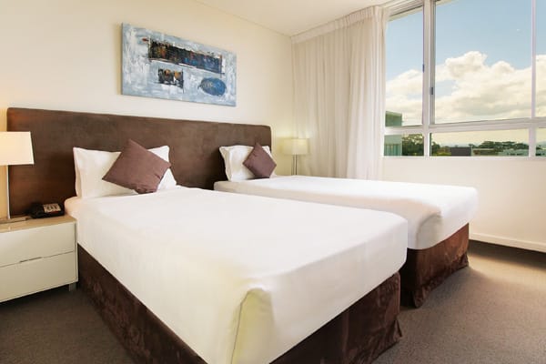 second bedroom in 2 bed apartment oaks lure port stephens hotel accommodation