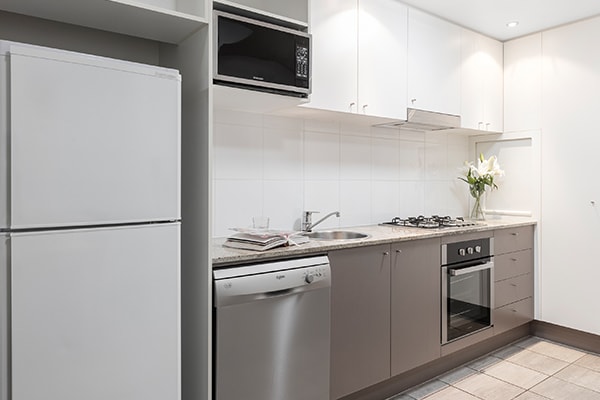 fully equipped kitchen at Oaks Brisbane on Felix Suites 1 Bedroom Executive 