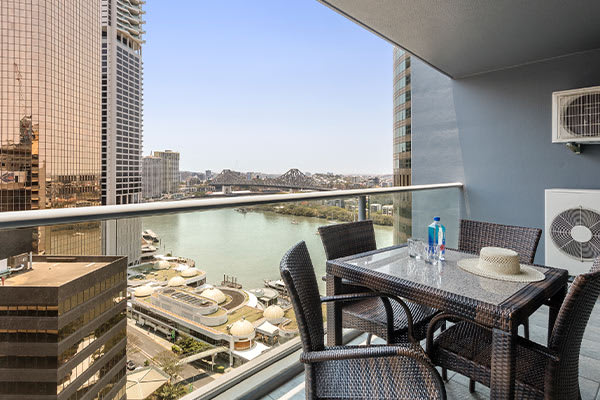 Oaks Brisbane on Felix Suites 2 Bedroom Story Bridge View Balcony with Brisbane River and Story Bridge View 