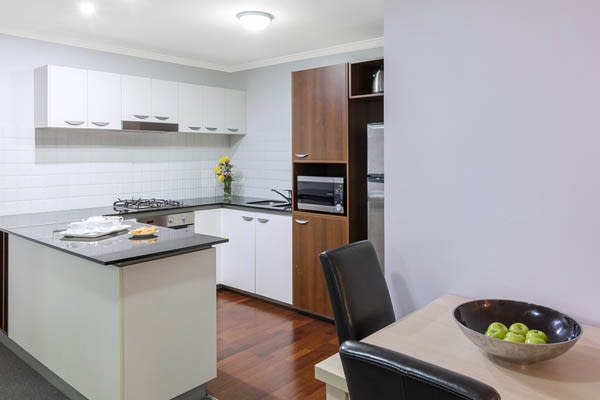 Oaks Brisbane Lexicon Suites 2 Bedroom Kitchen