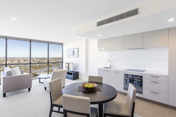 large living room in 1 bedroom apartment near Suncorp Stadium train station at The Milton Brisbane hotel