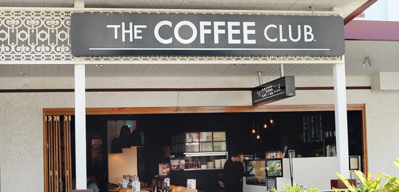 The Coffee Club sign outside popular restaurant near Gladstone Airport
