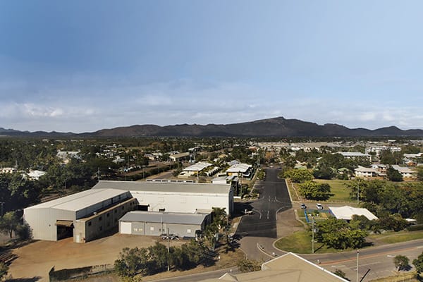 aerial view of Townsville and hinterland from balcony of studio apartment at Oaks M on Palmer hotel