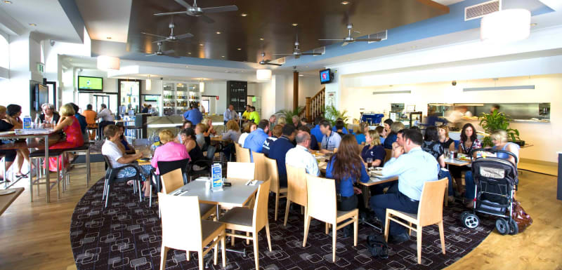 customers eating steak lunch at the popular Metropole Hotel restaurant in Townsville