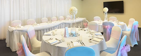 beautiful table settings in St George room affordable wedding venue for hire on Sunshine Coast