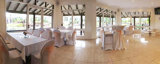 restaurant wedding venues sunshine coast ready for ceremony at Reflections Restaurant and Bar at Oaks Oasis Resort hotel in Caloundra