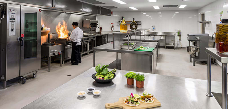 chefs preparing vegetarian meals in hotel kitchen for guests attending conference in Melbourne city, Victoria, Australia