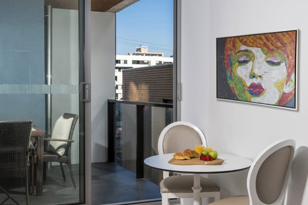 1 person Studio apartment in South Yarra hotels with private balcony outside at Oaks South Yarra in Melbourne city, Victoria, Australia