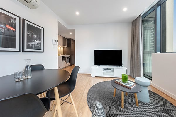 Oaks Melbourne Southbank Suites 2 Bedroom Living