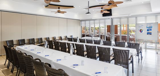 big air conditioned meeting room for hire in Broome with Wi-Fi and catering available for conferences