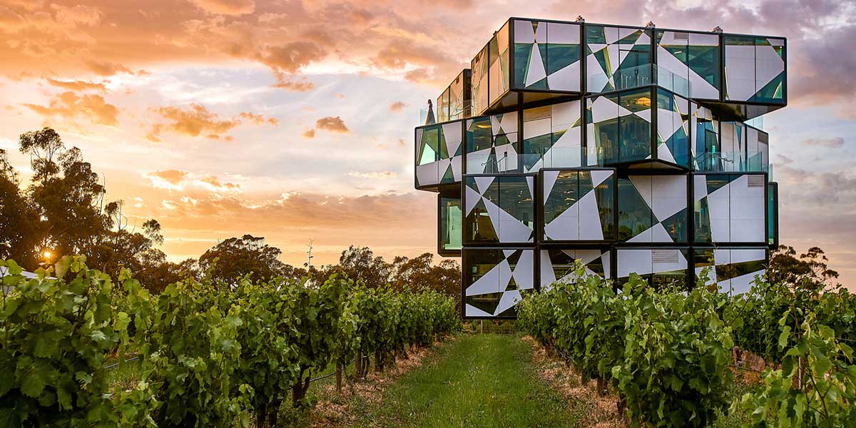 View outside the D' Arenberg Cube at the Barossa's Valley 