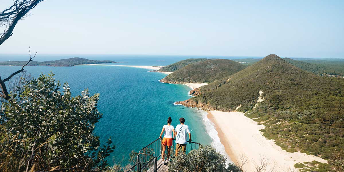 Stunning view from above of Tomaree Head Summit Walk Port Stephens New South Wales