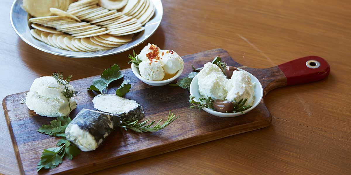 Board of cheeses and chips in Binnorie Dairy Hunter Valley New South Wales