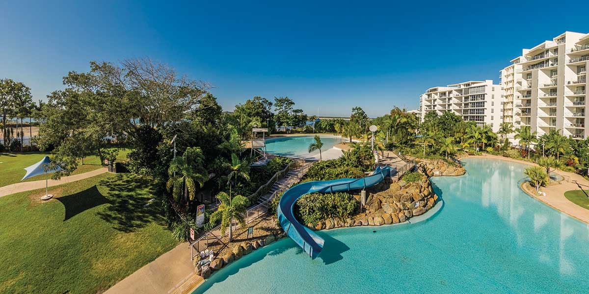 View of Mackay's Bluewater Lagoon walking distance from the hotels nearby