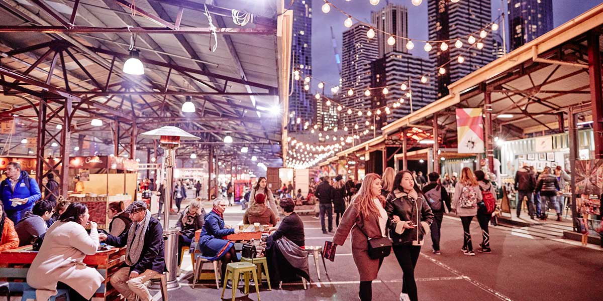 An impressive line-up of drool-worthy street food, mulled wine, design stalls and performances at the Queen Victoria Market Winter Night Market