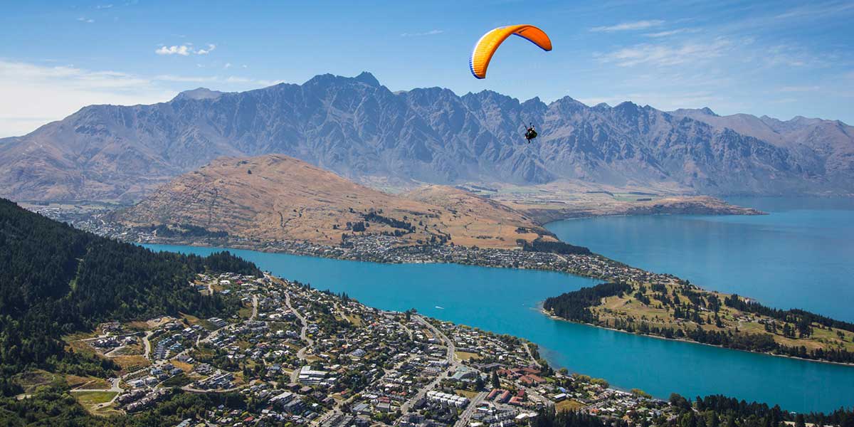 Paragliding from Bobs Peak at Queenstown New Zealand