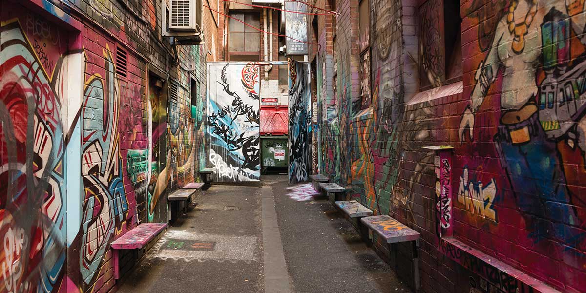 Glimpse of Street Art at the Croft Alley Melbourne Laneways at Victoria Australia
