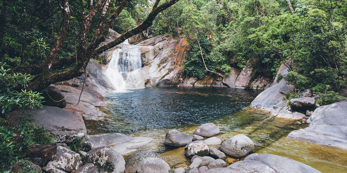 Josephine Falls' natural waterslide around the lush forestry