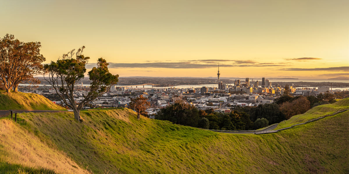 Landscape view of the Mount Eden at Auckland